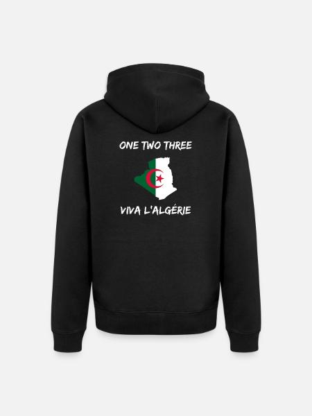 One Two Three Viva Algeria - Unisex Premium Organic Zip Hoodie - black