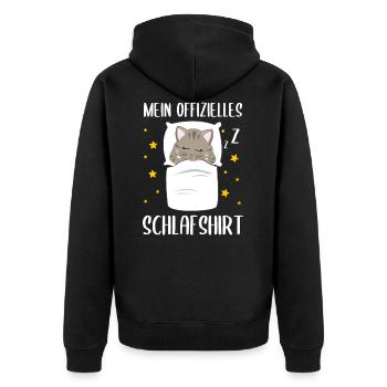 Mein Offizielles Schlafshirt Schlafende Katze - Unisex Premium Bio Zip Hoodie - Schwarz - Hinten - Nico (187cm)
