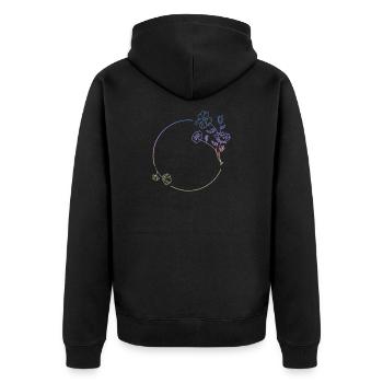 Couronne florale vintage, ornement, romantique, vrille - Veste à capuche bio Premium Unisexe - noir - Dos - Nico (187cm)