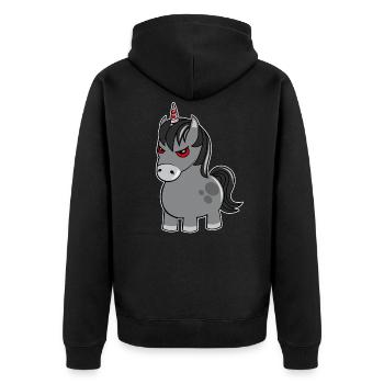 Böses Zorniges Einhorn Unicorn Lustiges Geschenk - Unisex Premium Bio Zip Hoodie - Schwarz - Hinten - Nico (187cm)
