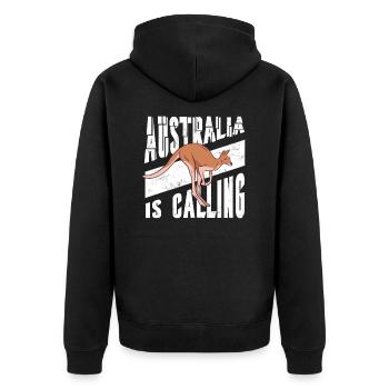 Australia Australia is calling Holiday Gift - Unisex Premium Organic Zip Hoodie - black - Back - Nico (187cm)