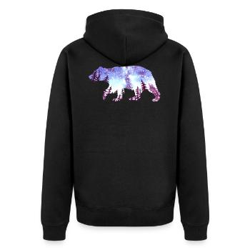 Bear Night Sky Forest - Unisex Premium Organic Zip Hoodie - black - Back - Nico (187cm)