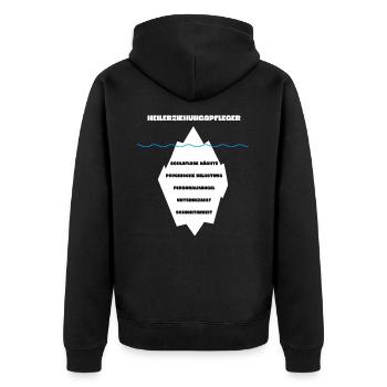 Heilerziehungspfleger HEP Eisberg - Unisex Premium Bio Zip Hoodie - Schwarz - Hinten - Nico (187cm)