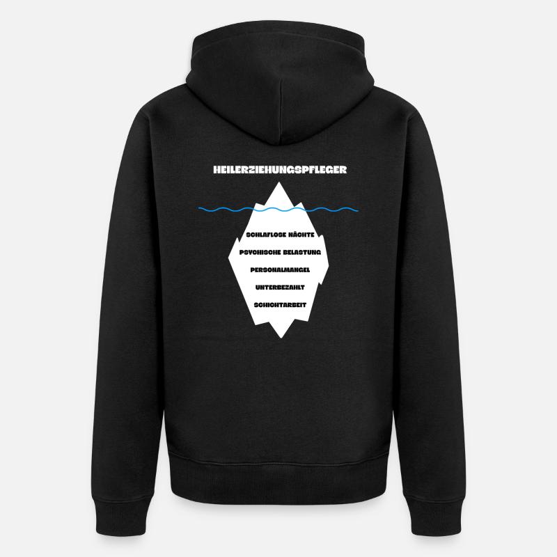 Heilerziehungspfleger HEP Eisberg - Unisex Premium Bio Zip Hoodie - Schwarz