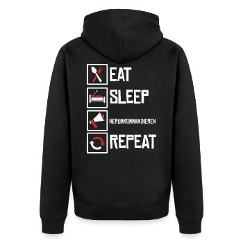 Chef herumkommandieren Geschäftsführer - Unisex Premium Bio Zip Hoodie - Schwarz - Hinten - Nico (187cm)