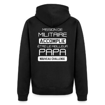 Militaire futur papa cadeau drôle fête des pères - Veste à capuche bio Premium Unisexe - noir - Dos - Nico (187cm)