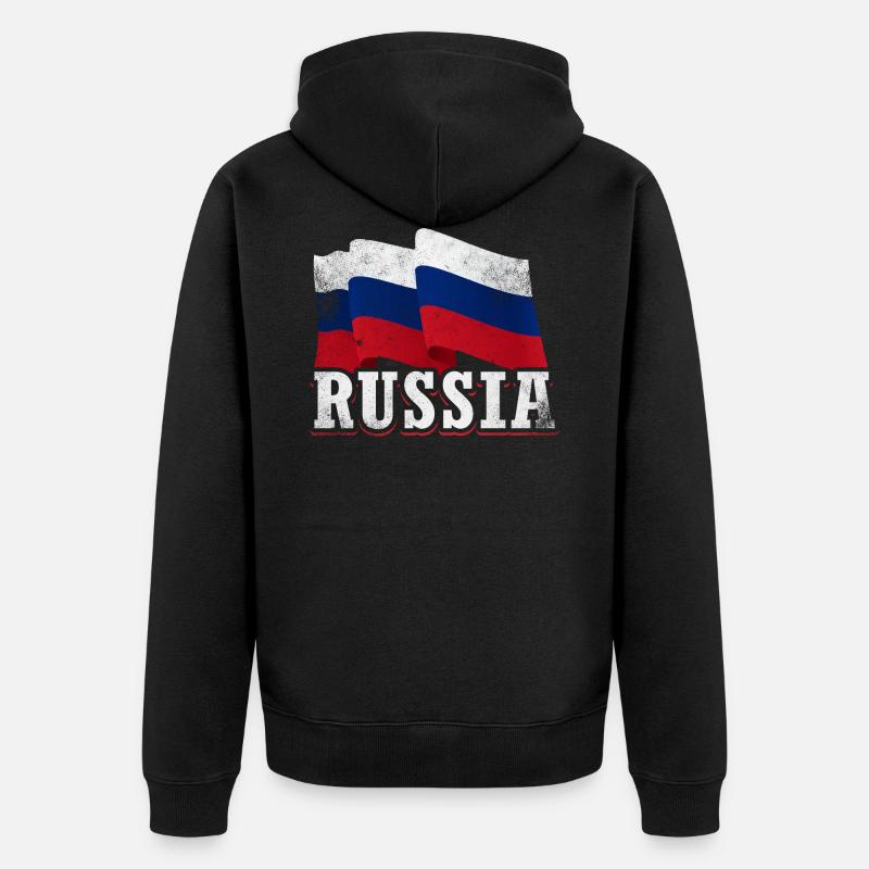 Drapeau de la Russie - Veste à capuche bio Premium Unisexe - noir