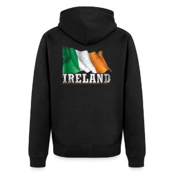 Irland Flagge - Unisex Premium Bio Zip Hoodie - Schwarz - Hinten - Nico (187cm)
