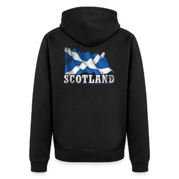 Schottland Flagge - Unisex Premium Bio Zip Hoodie - Schwarz - Hinten - Nico (187cm)
