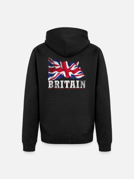 Royaume-Uni Royaume Uni Drapeau britannique - Veste à capuche bio Premium Unisexe - noir