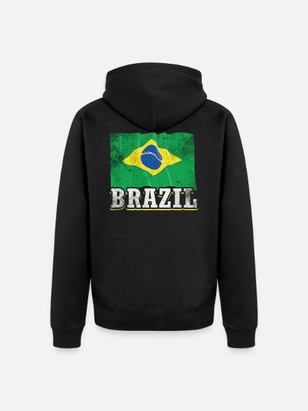 Drapeau du Brésil - Veste à capuche bio Premium Unisexe - noir