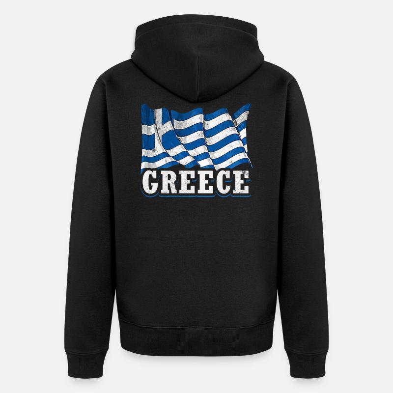 Drapeau grec - Veste à capuche bio Premium Unisexe - noir