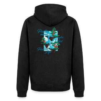 Positive Geist Positive Vibes Positives Leben Sei - Unisex Premium Bio Zip Hoodie - Schwarz - Hinten - Nico (187cm)