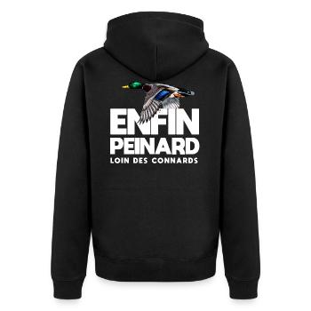 Enfin peinard chasseur cadeau drôle chasse canard - Veste à capuche bio Premium Unisexe - noir - Dos - Nico (187cm)