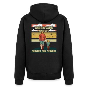 Programmer Papa - Clouds Server Son - Unisex Premium Organic Zip Hoodie - black - Back - Nico (187cm)