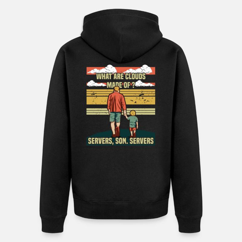 Programmierer Papa - Clouds Server Sohn - Unisex Premium Bio Zip Hoodie - Schwarz