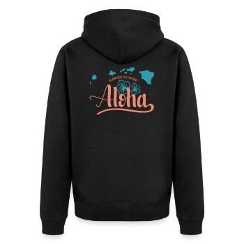 Sommer In Hawaii Aloha Island Hibiskus - Unisex Premium Bio Zip Hoodie - Schwarz - Hinten - Nico (187cm)