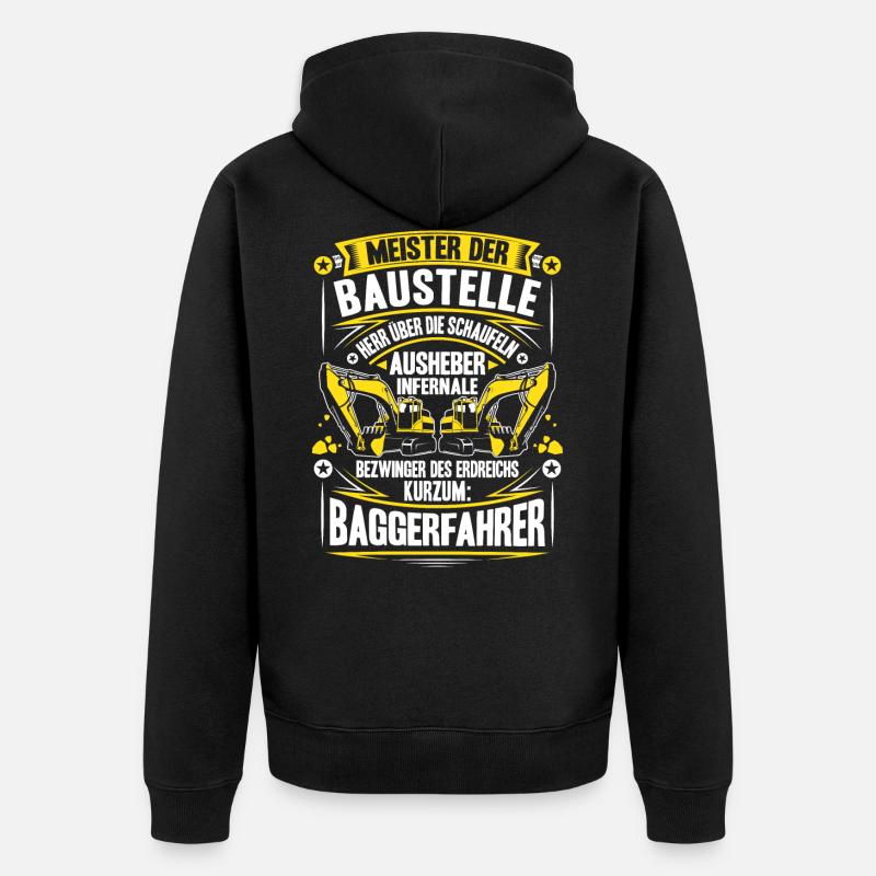 Baggerfahrer Baggerführer Baugeräteführer Bagger - Unisex Premium Bio Zip Hoodie - Schwarz