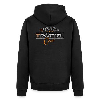 Turniertrottel Reiten Westernreiten QH - Unisex Premium Bio Zip Hoodie - Schwarz - Hinten - Nico (187cm)