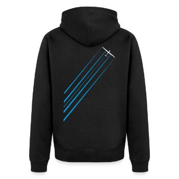Segelflugzeug mit Wasser gleiten Segelflieger - Unisex Premium Bio Zip Hoodie - Schwarz - Hinten - Nico (187cm)