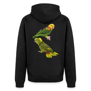 Papageien - Unisex Premium Bio Zip Hoodie - Schwarz - Hinten - Nico (187cm)