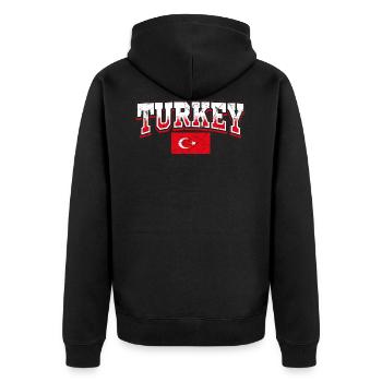 Turkey - Unisex Premium Organic Zip Hoodie - black - Back - Nico (187cm)
