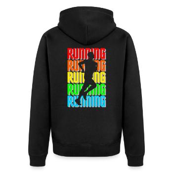 running Läufer Jogger laufen Männer Marathon - Unisex Premium Bio Zip Hoodie - Schwarz - Hinten - Nico (187cm)