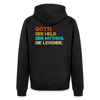 Götti - Unisex Premium Bio Zip Hoodie - Schwarz - Hinten - Nico (187cm)