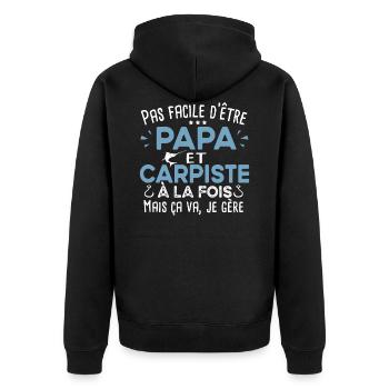Carpiste homme.Pêcheur. pêche. Poisson cadeau - Veste à capuche bio Premium Unisexe - noir - Dos - Nico (187cm)