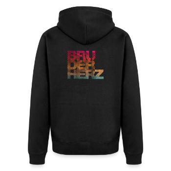Bruderherz Bester Bruder der Welt Geschenkidee - Unisex Premium Bio Zip Hoodie - Schwarz - Hinten - Nico (187cm)