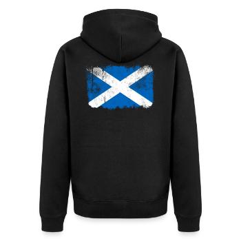 Schottland Flagge - Unisex Premium Bio Zip Hoodie - Schwarz - Hinten - Nico (187cm)