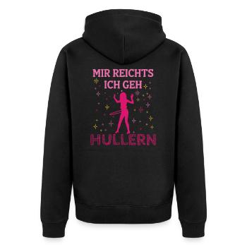 Lustiges Hula Hullern Sport Fitness Kleidung - Unisex Premium Bio Zip Hoodie - Schwarz - Hinten - Nico (187cm)