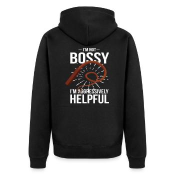 Dominant Whip Funny Fun Sayings - Unisex Premium Organic Zip Hoodie - black - Back - Nico (187cm)