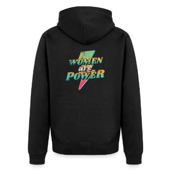 Women will rise - Frauenpower - Gleichberechtigung - Unisex Premium Bio Zip Hoodie - Schwarz - Hinten - Nico (187cm)
