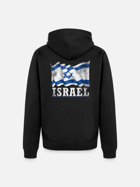 Israel Flag - Unisex Premium Organic Zip Hoodie - black