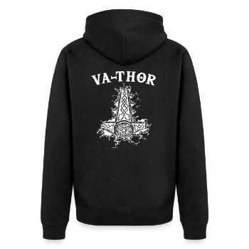 Lustiger Vathor Papa Vater Spruch Vatertag Wiking - Unisex Premium Bio Zip Hoodie - Schwarz - Hinten - Nico (187cm)