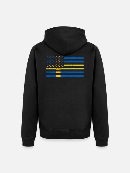 États-Unis Suède Drapeau - Veste à capuche bio Premium Unisexe - noir