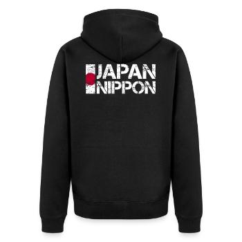 Japan - Unisex Premium Bio Zip Hoodie - Schwarz - Hinten - Nico (187cm)