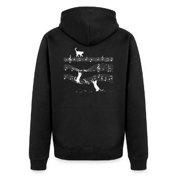 Notes musicales Chat léché - Veste à capuche bio Premium Unisexe - noir - Dos - Nico (187cm)