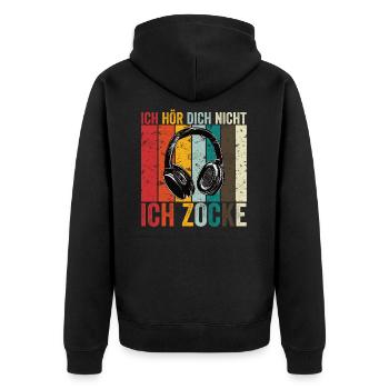 Ich hör dich nicht ich Zocke Konsole Gamer Zocker - Unisex Premium Bio Zip Hoodie - Schwarz - Hinten - Nico (187cm)