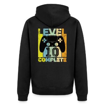 Gaming Gambling 10th Birthday Level 10 Complete - Unisex Premium Organic Zip Hoodie - black - Back - Nico (187cm)