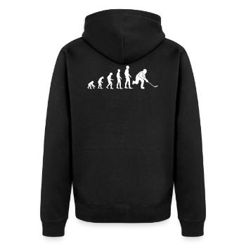 Eishockey Eishockeyspieler Evolution Geschenk - Unisex Premium Bio Zip Hoodie - Schwarz - Hinten - Nico (187cm)