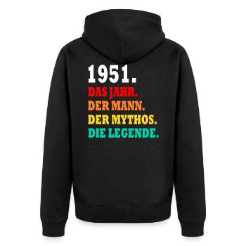 Jahrgang 1951 Vater Opa Geburtsjahr 1951 Geschenk - Unisex Premium Bio Zip Hoodie - Schwarz - Hinten - Nico (187cm)