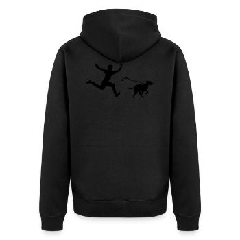 Hundesitter Dogsitter Gassi Gehen Lustig Geschenk - Unisex Premium Bio Zip Hoodie - Schwarz - Hinten - Nico (187cm)