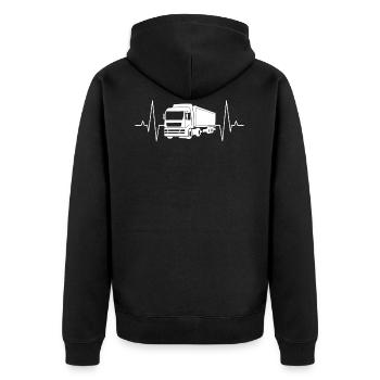 LKW Fahrer LKW-Fahrer EKG Linie Geschenk - Unisex Premium Bio Zip Hoodie - Schwarz - Hinten - Nico (187cm)