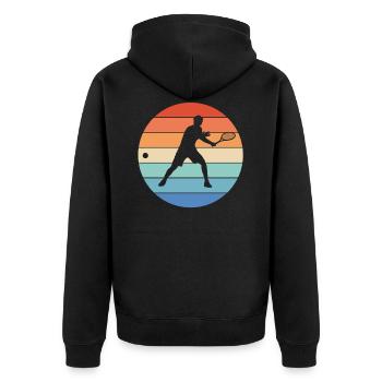 Tennis tennis accessoires cadeau rétro - Veste à capuche bio Premium Unisexe - noir - Dos - Nico (187cm)