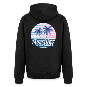 Mauritius bunte Retro Sommer Strand Design - Unisex Premium Bio Zip Hoodie - Schwarz - Hinten - Nico (187cm)