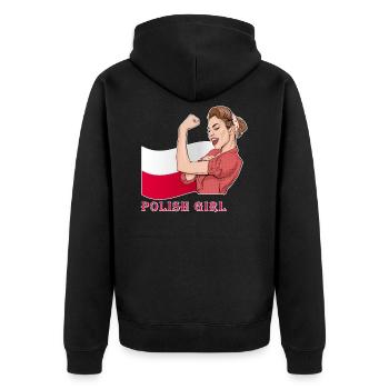 Polish Girl Poland| Poland flag| I Love Poland - Unisex Premium Bio Zip Hoodie - Schwarz - Hinten - Nico (187cm)
