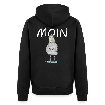 MOIN - MÖVE - Unisex Premium Bio Zip Hoodie - Schwarz - Hinten - Nico (187cm)