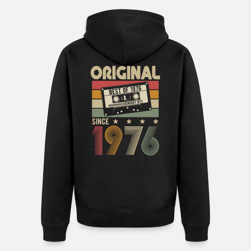 Original 1976 Rétro Vintage Anniversaire Cadeau - Veste à capuche bio Premium Unisexe - noir